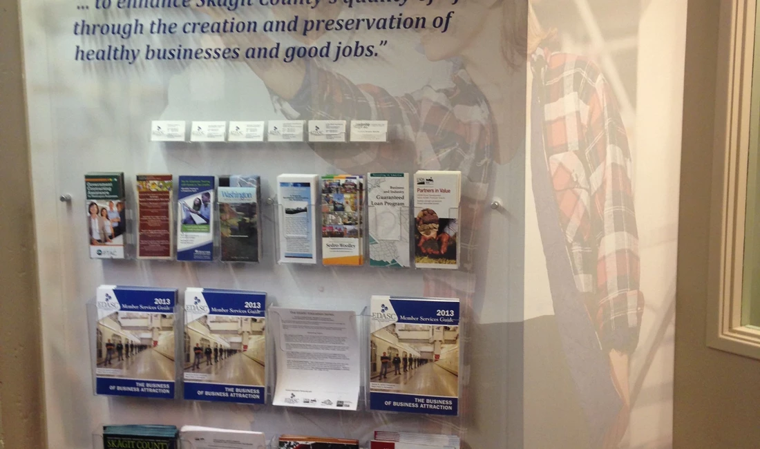  - Custom Displays - Acrylic Brochure Rack with Custom Wallpaper - Economic Development Association of Skagit County - Mount Vernon, WA