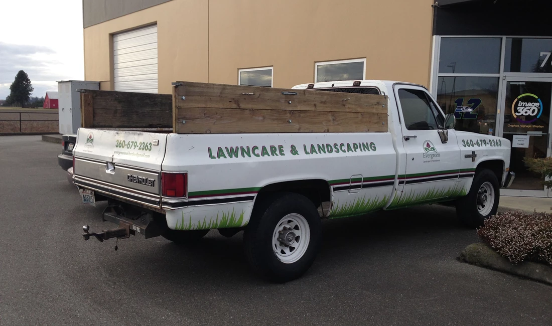  - Vehicle Graphics - Custom Partial Wrap - Evergreen Landscaping - Oak Harbor, WA