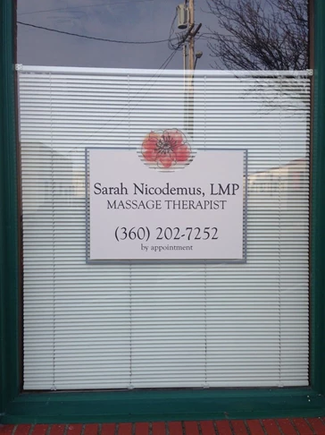  - Window Graphics - Custom Business Sign - Foundation Massage - Anacortes, WA